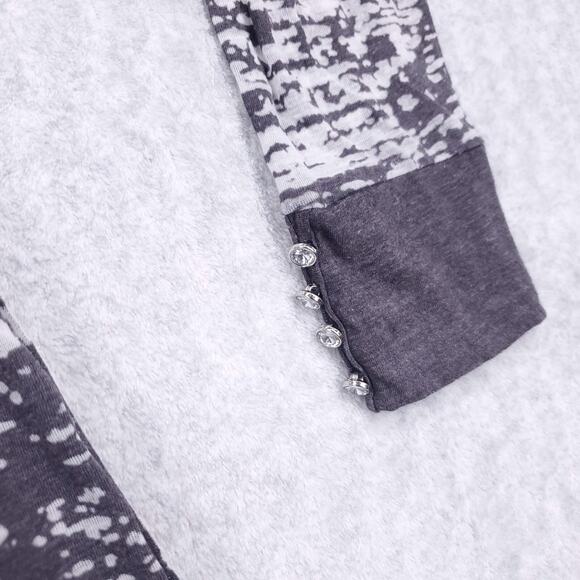 Maurices Henley Top Womens L Gray Sheer Long Sleeve Rhinestone Stylish Layering - Picture 3 of 8